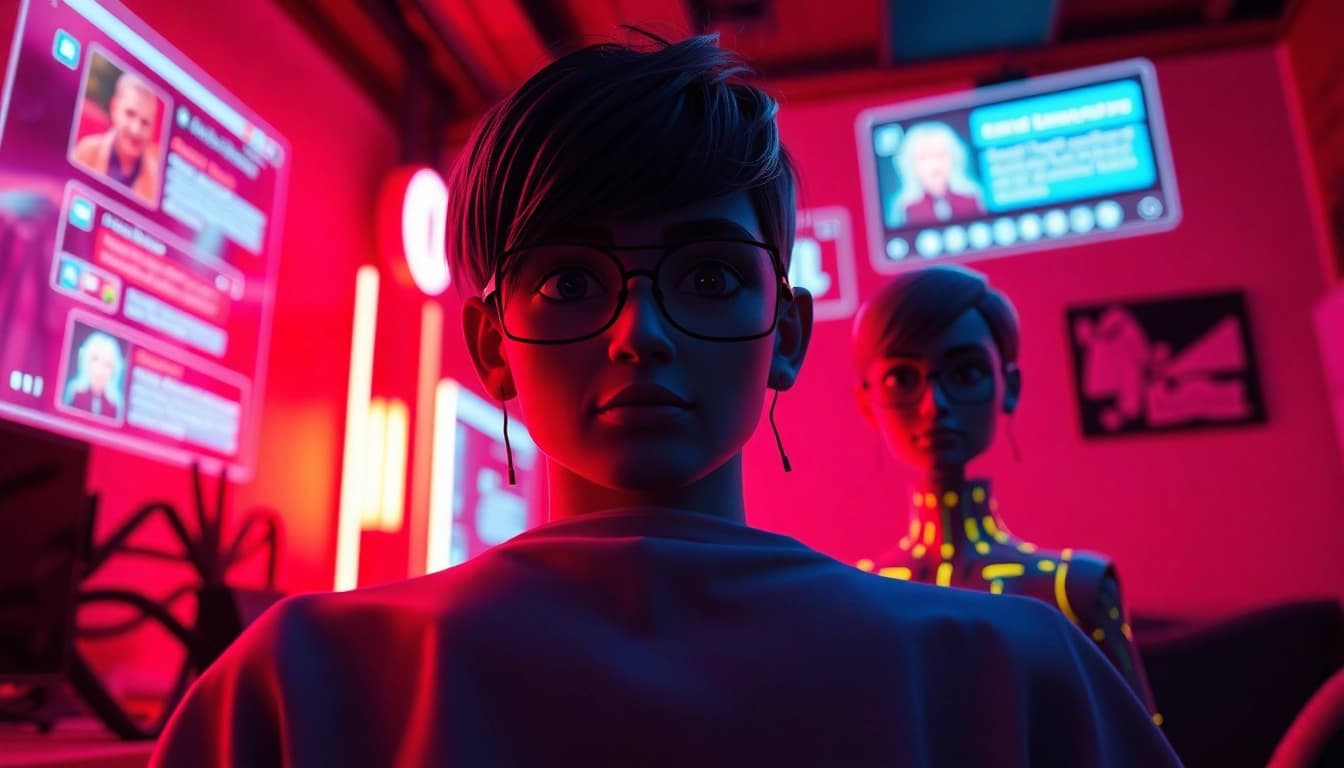 Engaging ai porn chat interface with vibrant avatars and interactive elements.