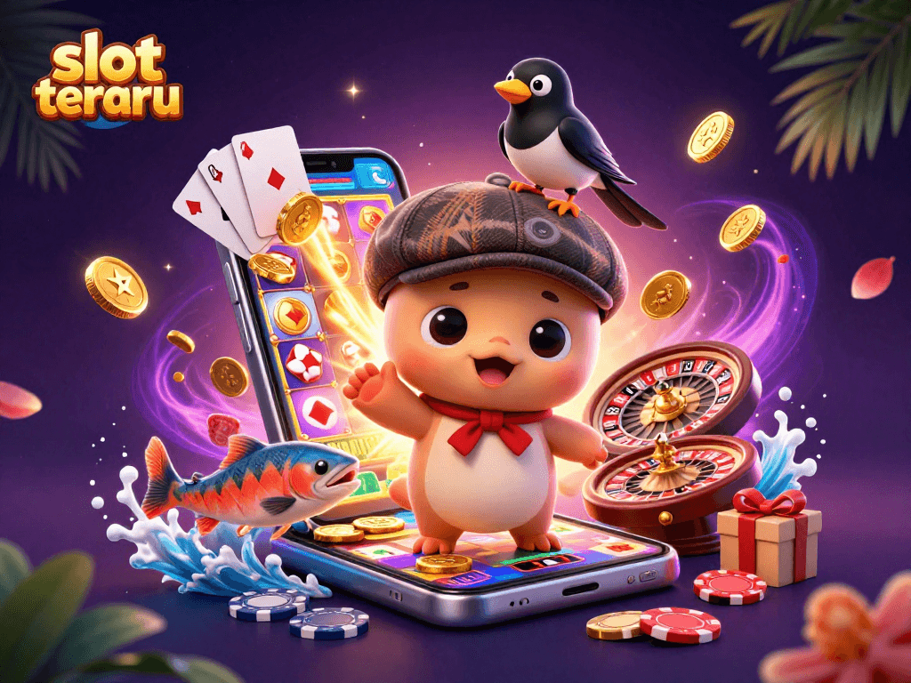 Engage with slot terbaru featuring Nessie and casino elements in a colorful 3D scene.