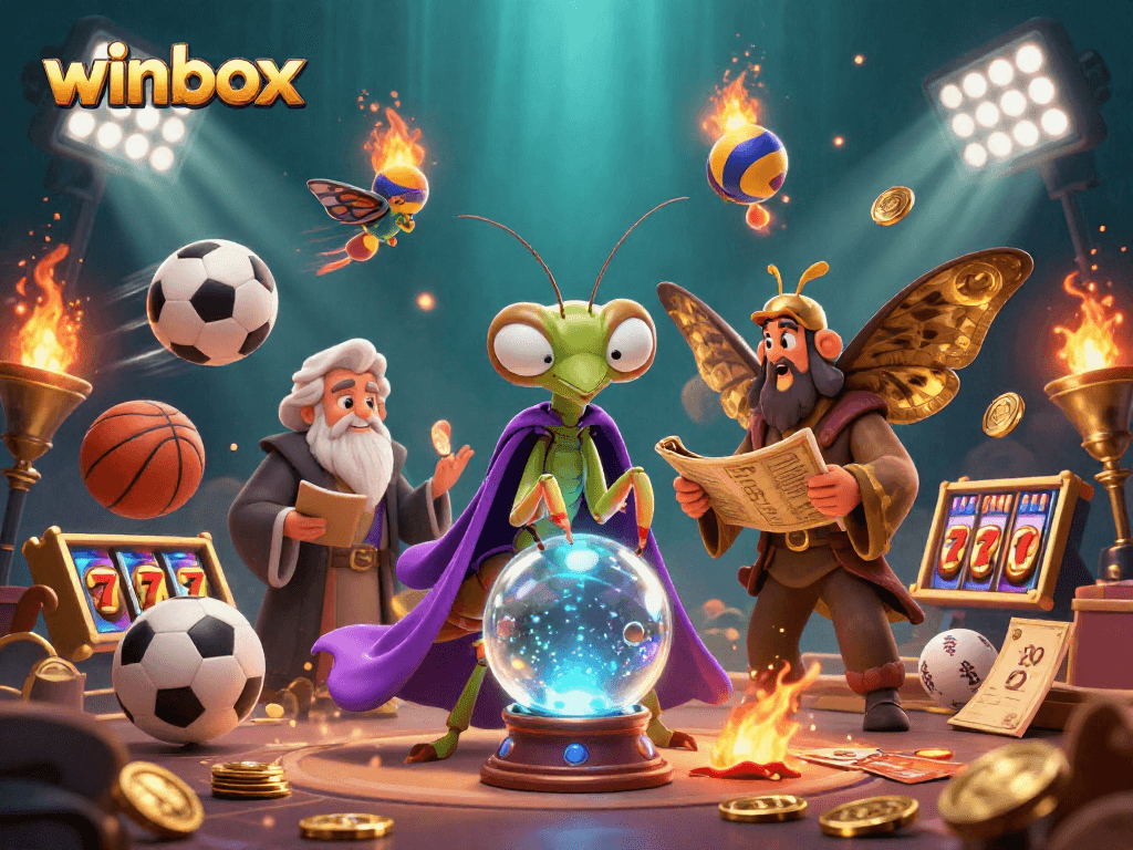 Engage in thrilling gaming at winbox with unique characters amid dynamic sports elements.