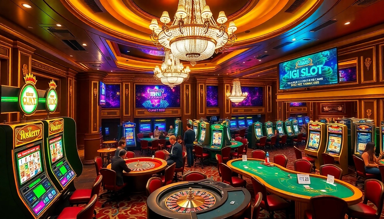 Experience exciting slot games with idn slot in a luxurious casino setting.