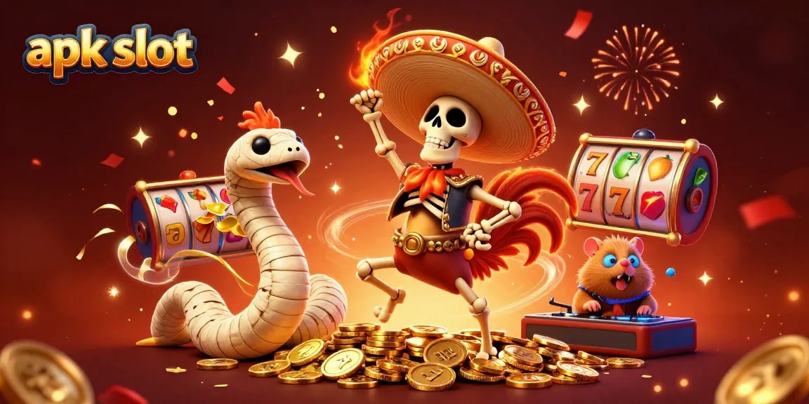 Menangkan jackpot di apk slot dengan keseruan karakter kasino 3D yang unik dan atmosfer penuh warna.