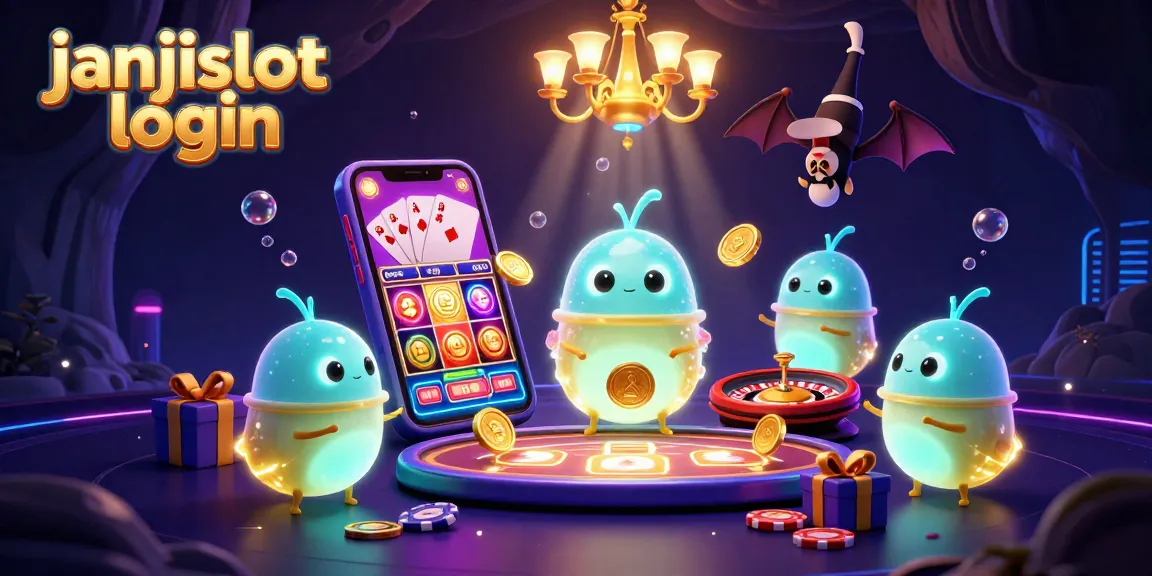 Light up your gaming experience with janjislot login at our vibrant cave casino illustration featuring a bat dealer and glowworms.