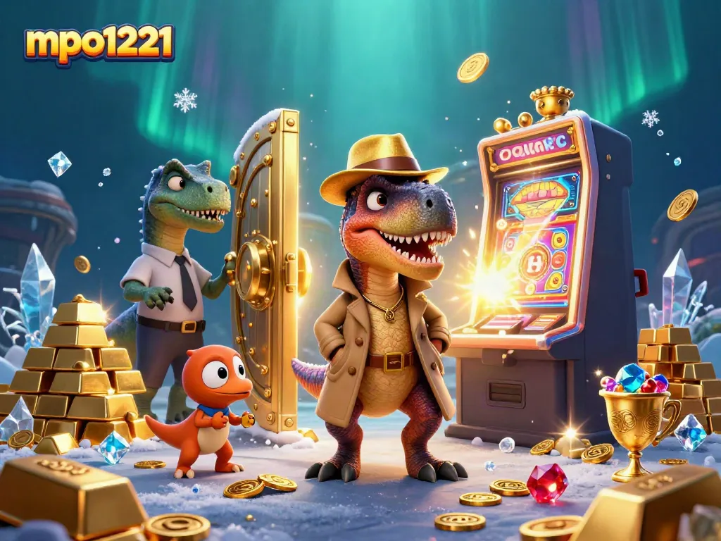 Engage in thrilling gaming action at mpo1221 with a velociraptor card counter at the casino.