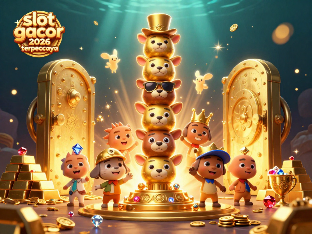 Tema slot gacor 2026 terpercaya yang menggambarkan jackpot dengan efek visual berkilauan dan elemen permainan kasino yang menarik.