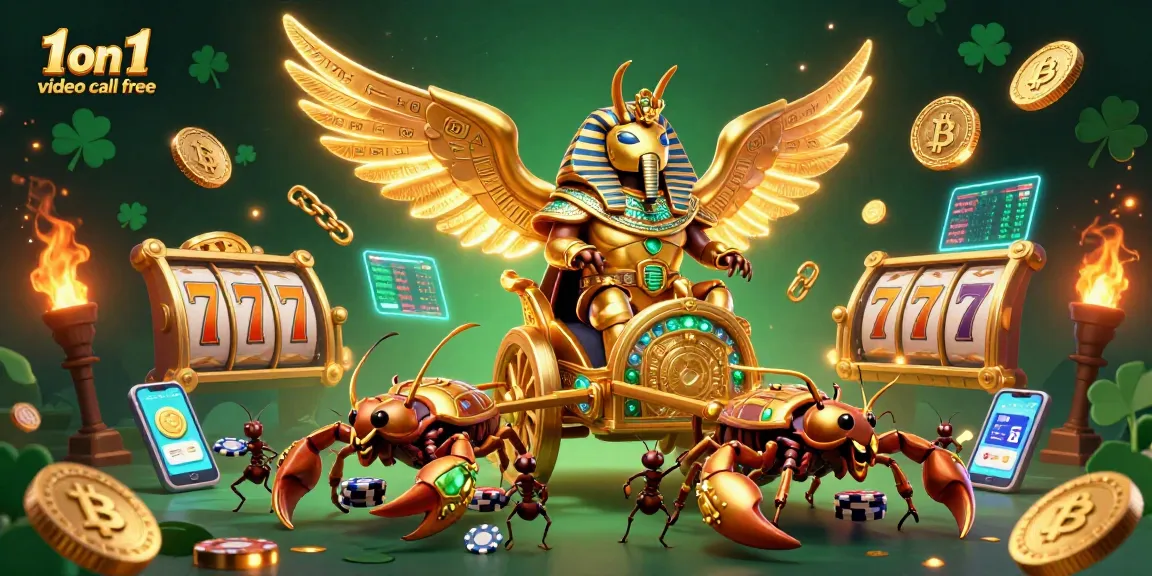 Engage in a thrilling 1 on 1 video call free, surrounded by vibrant casino elements and golden characters.