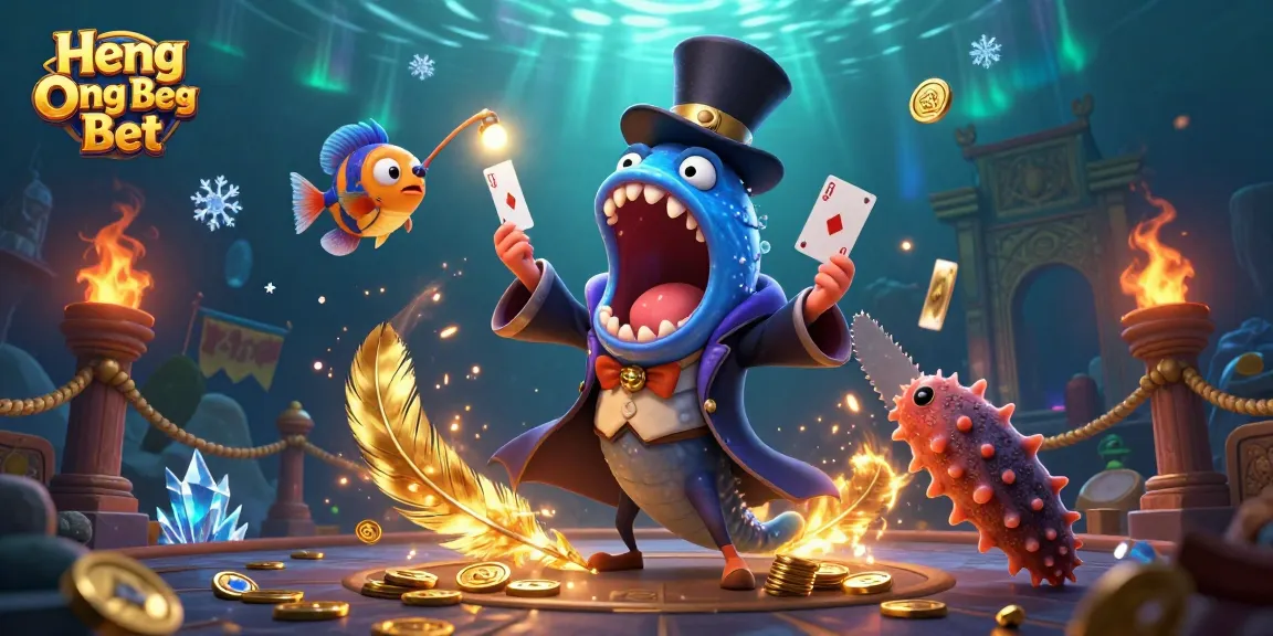 Engage in thrilling action with Heng Ong Bet as it showcases deep-sea creatures performing magic tricks in a vibrant casino atmosphere.