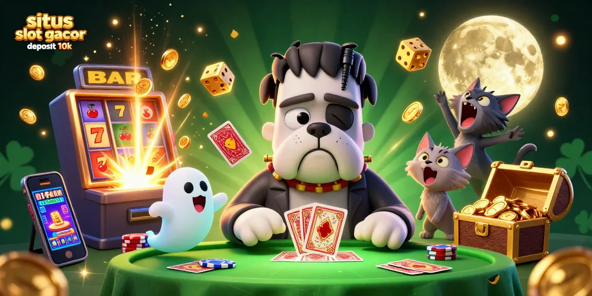 Engage with the exciting world of situs slot gacor deposit 10k as characters deal cards and revel in vibrant casino elements.