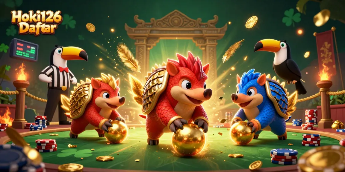 Engage with thrilling Hoki126 Daftar action, where rival pangolins battle with poker chips and gold coins.