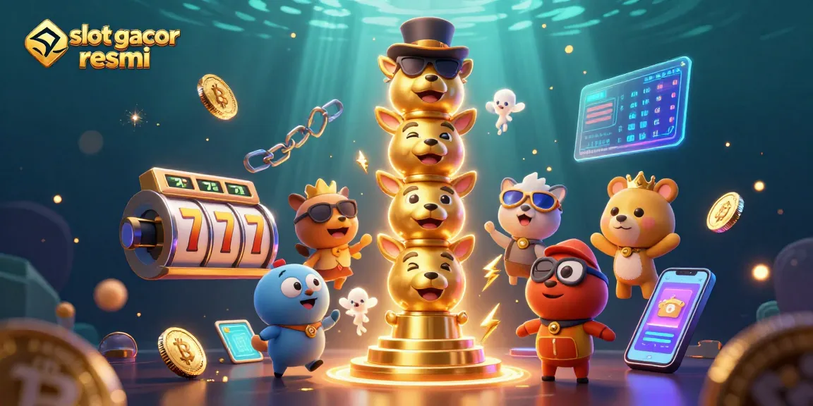 Spin and win at slot gacor resmi with vibrant casino-themed 3D illustration showcasing dynamic game elements.