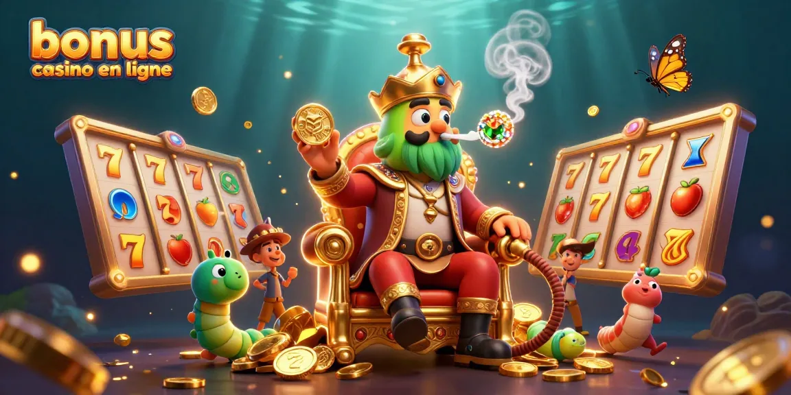 Profitez du bonus casino en ligne avec des rouleaux de machine à sous animés et un maître d'hôte coloré.