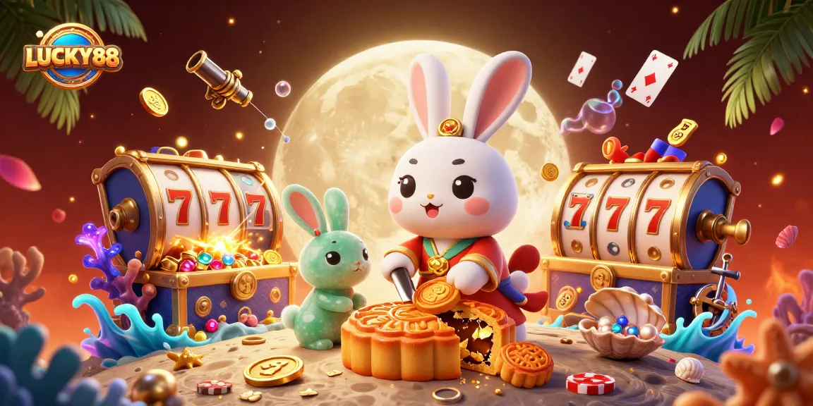 Experience the excitement of LUCKY88 slot gameplay with vibrant moon rabbits and jackpot elements.
