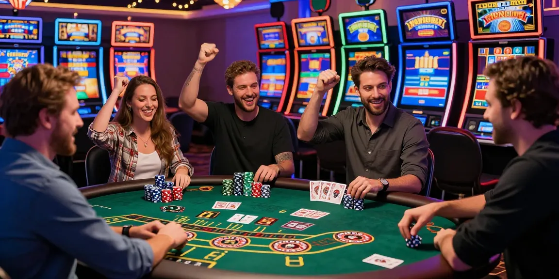 Joueurs de casino en ligne le plus payant profitant de jeux vibrants, célébrant des gains.