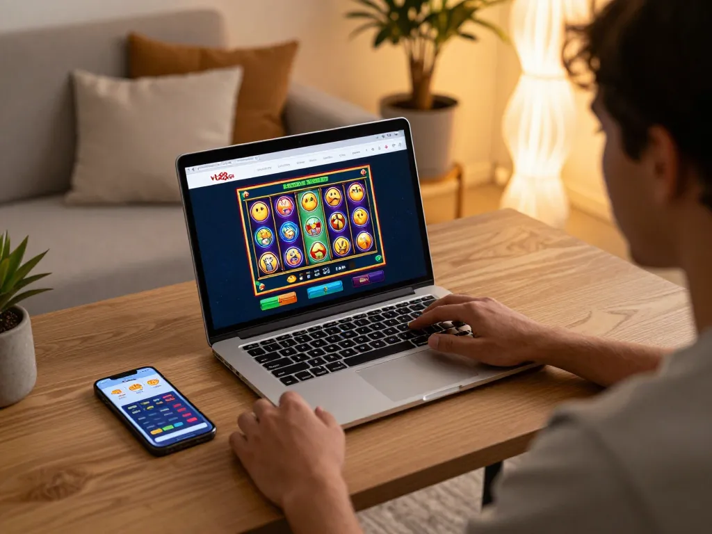 Player engaging with vt88 com online casino experience on cozy home setup