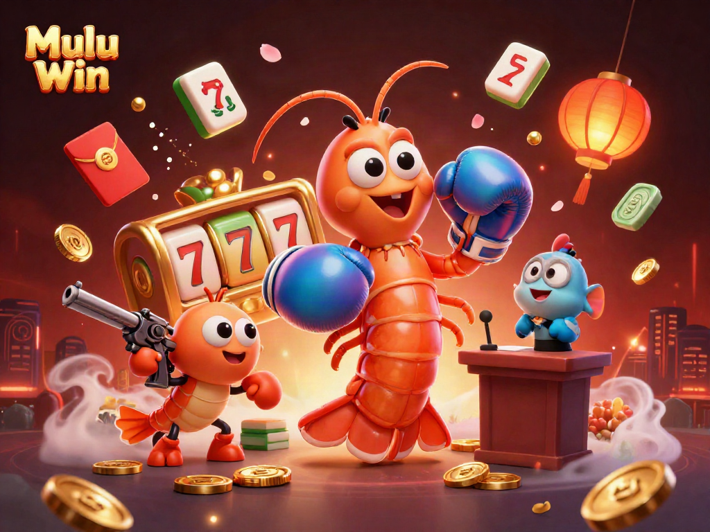 Engage with Mulu Win's exciting gaming scene featuring vibrant cartoon characters in action.