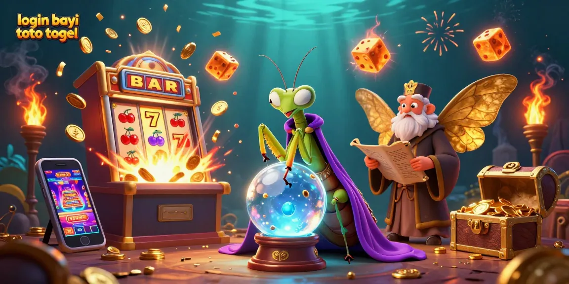 Experience thrilling gameplay with login bayi toto togel illustrated in a vivid fantasy casino scene featuring fortune tellers and jackpots.