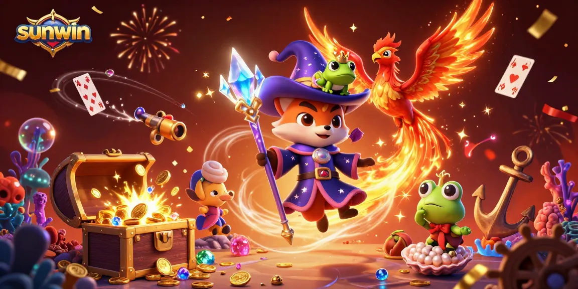 Play exciting casino games with sunwin's magical wizard fox and phoenix treasures.