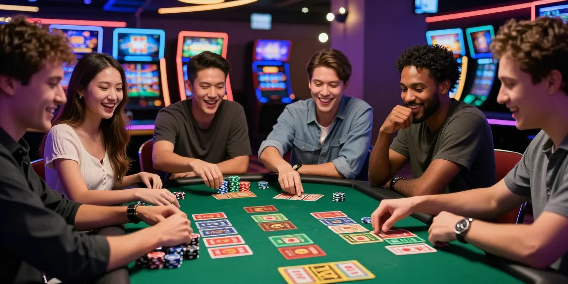Permainan togel dengan teman-teman merayakan angka untung di kasino.