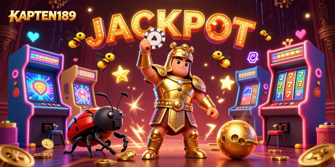 KAPTEN189 merayakan jackpot dengan ilustrasi menarik dari skenario kasino, menggambarkan kegembiraan bermain slot.