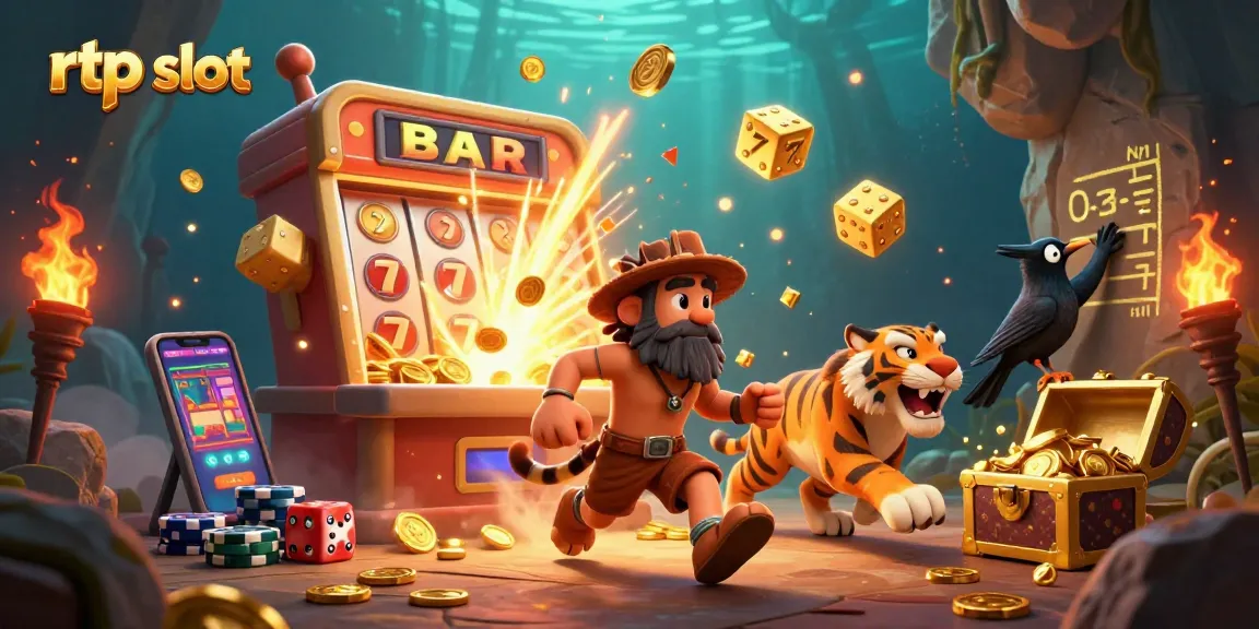 Experience thrilling rtp slot action in this vibrant prehistoric casino scene filled with excitement and treasures.