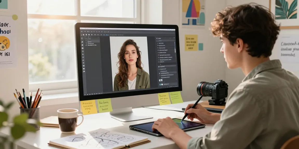 A user generating image to prompt content in a bright digital workspace, showcasing innovation and creativity.