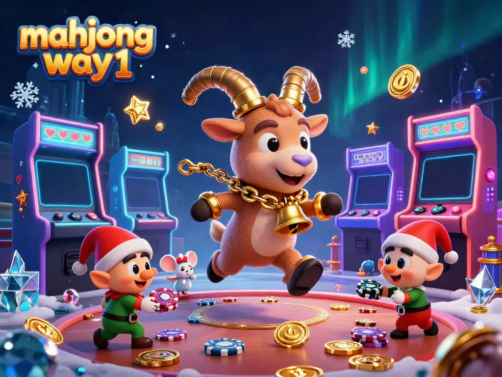 Play and win in Mahjong way 1 with an engaging casino illustration featuring vibrant characters and game elements.