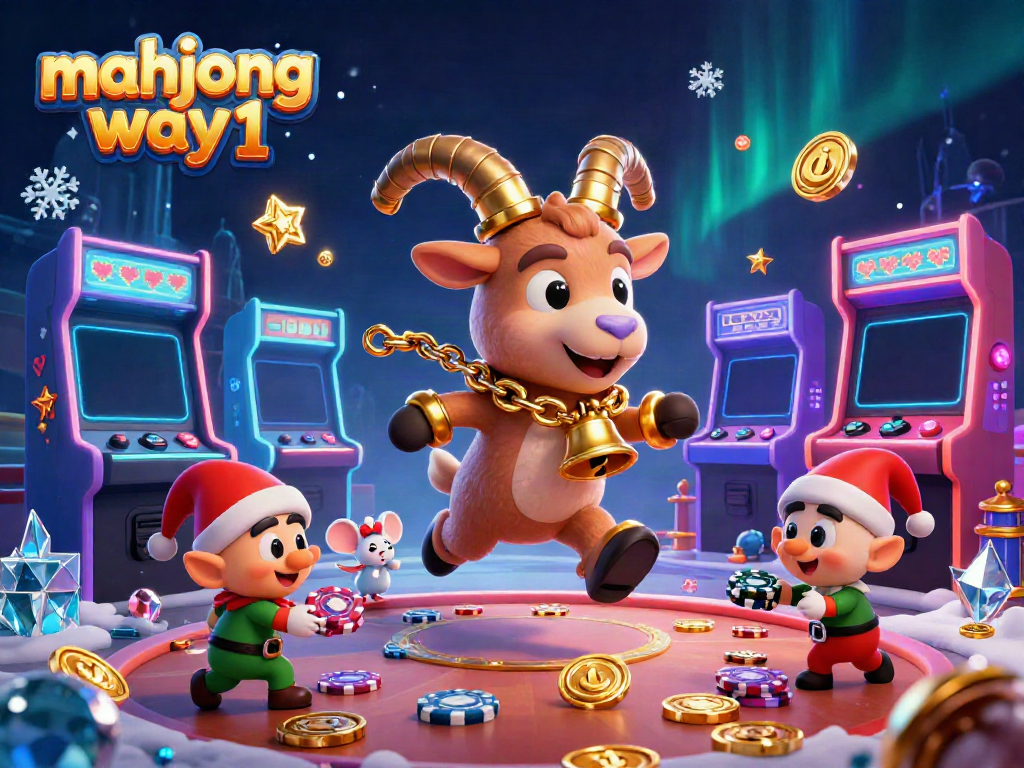 Play and win in Mahjong way 1 with an engaging casino illustration featuring vibrant characters and game elements.