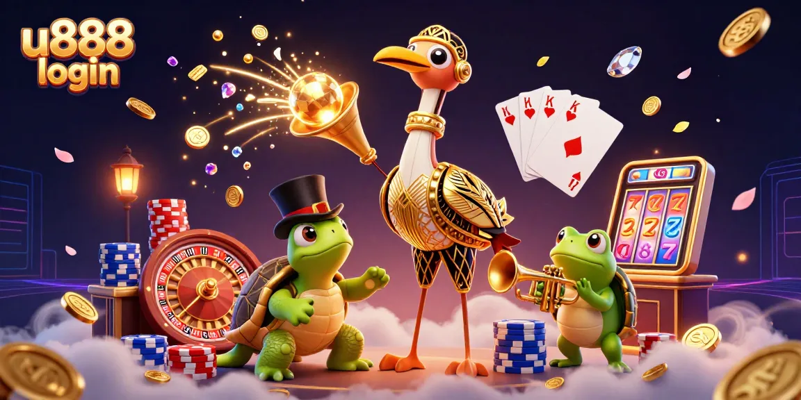 Engage with u888 login and experience vibrant gaming action with animated characters and casino elements.