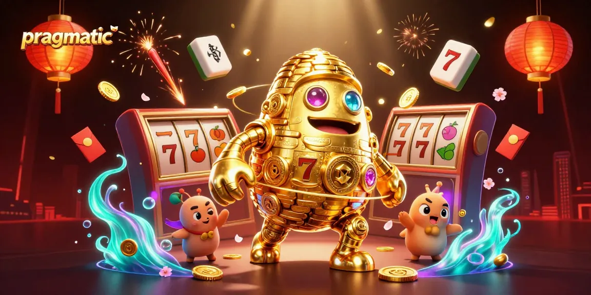 Experience pragmatic slot gameplay with exciting symbols and vibrant visuals in this dazzling 3D illustration.