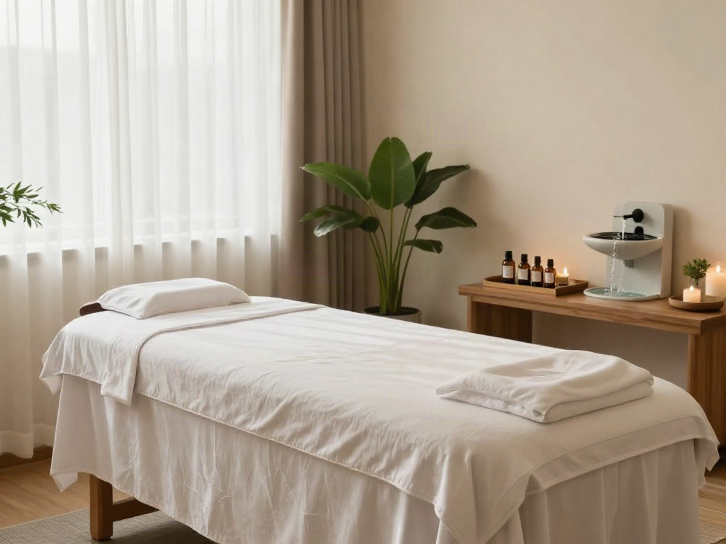 Relaxing 강서구출장마사지 spa room with calming atmosphere and essential oils.