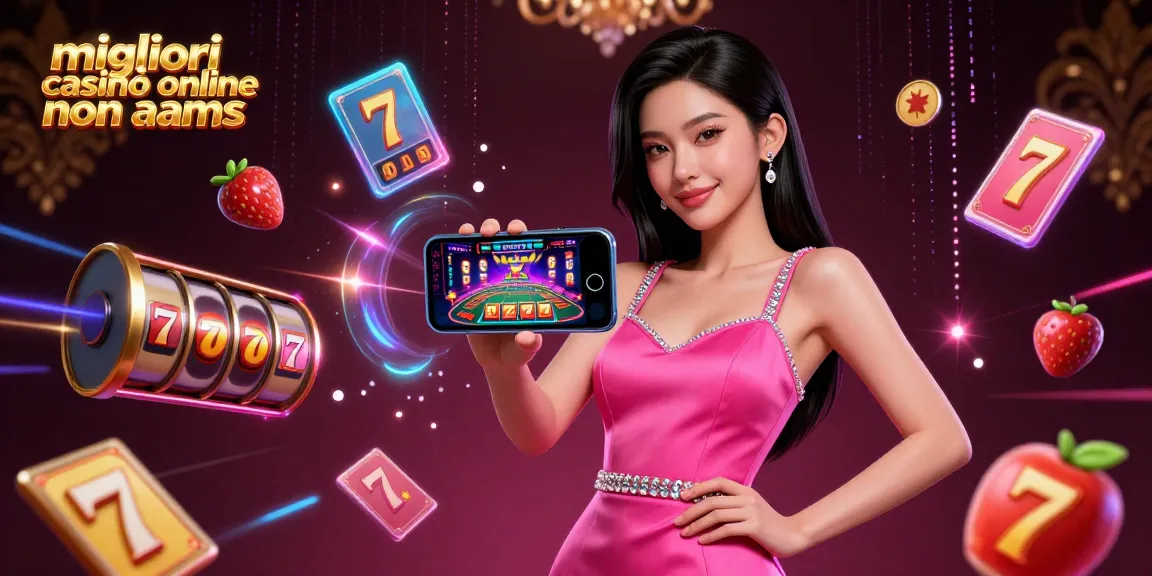 Migliori casinò online non AAMS scena illustrata di una donna che gioca a giochi da casinò dal vivo con elementi dinamici delle slot.