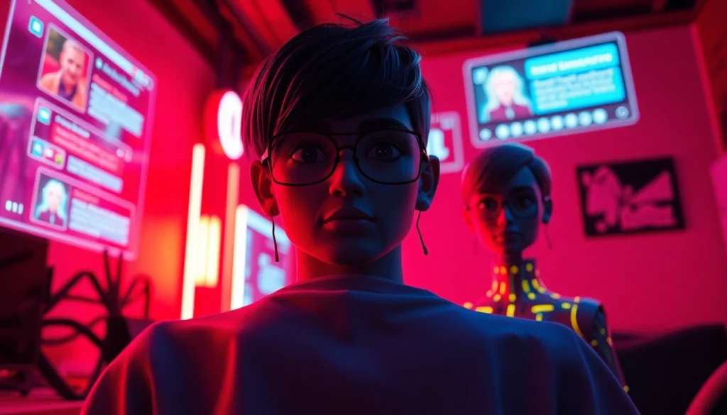 Engaging ai porn chat interface with vibrant avatars and interactive elements.