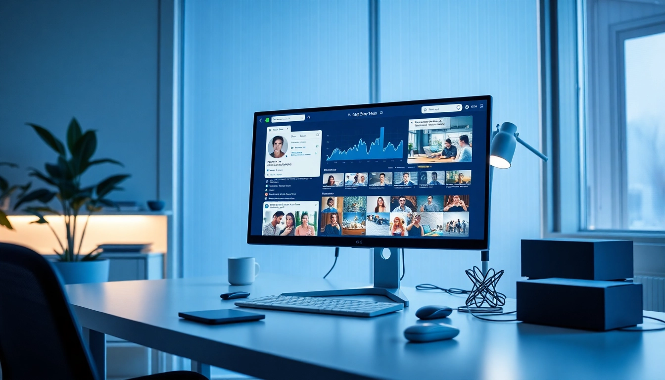 Reverse image search onlyfans tool displayed on a modern tech office computer screen, showcasing digital content discovery.