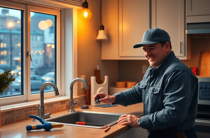 Emergency plumbers on holidays or weekends fixing a leak in a New York kitchen.