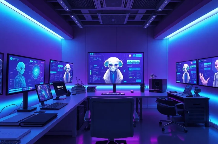 Innovative workspace showcasing nsfw ai development with advanced technology.