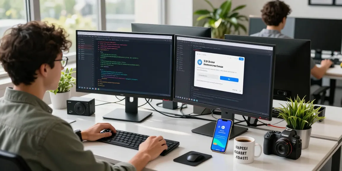 Customizing the Telegram中文版 app interface in a modern tech workspace.