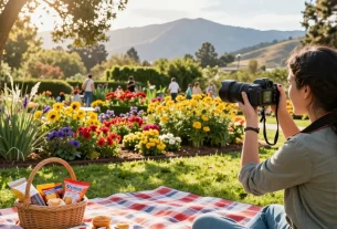Enjoy the scenic Capay Valley Garden tour with discounts featured on https://www.thecapayvalleygardentour.com, capturing vibrant flowers and joyful travelers.